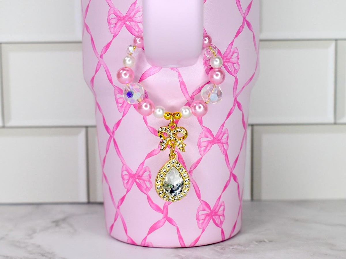 Pink Bow Tumbler Handle Bracelet