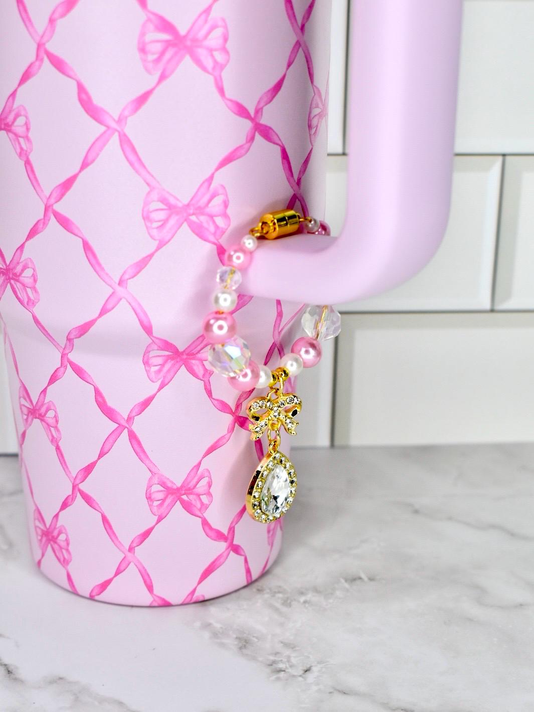Pink Bow Tumbler Handle Bracelet