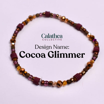 Polished Rose Gold Bracelet Collection: Maroon, Brown, and Cream Beaded Bracelets