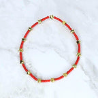 Cherry Charm Bracelet Collection with Red White and Gold Beads