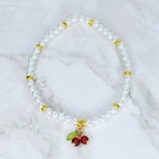 Cherry Charm Bracelet Collection with Red White and Gold Beads