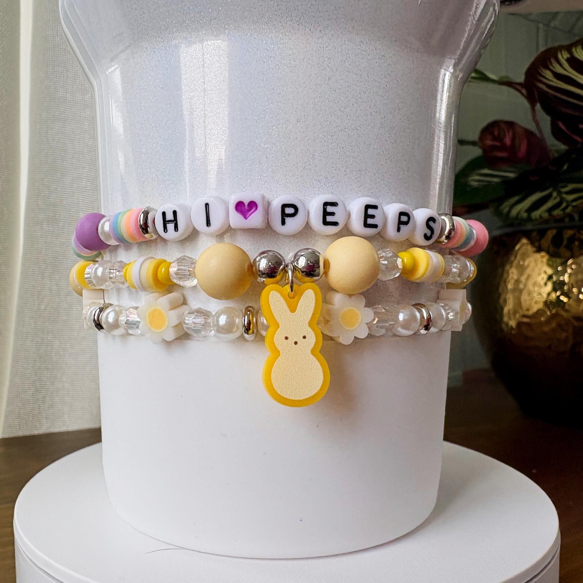 PEEPS Bunny Charm Bracelet – Pastel Easter Bead Bracelet