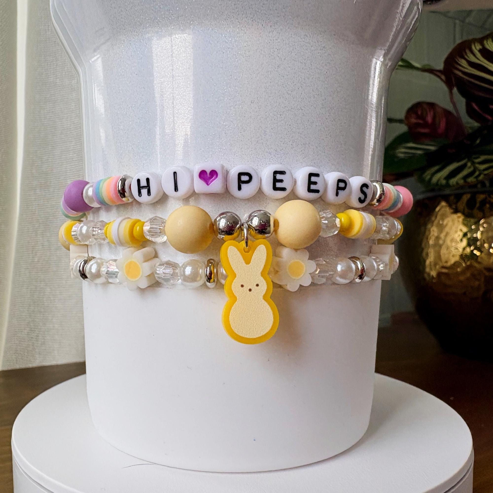 PEEPS Bunny Charm Bracelet – Pastel Easter Bead Bracelet