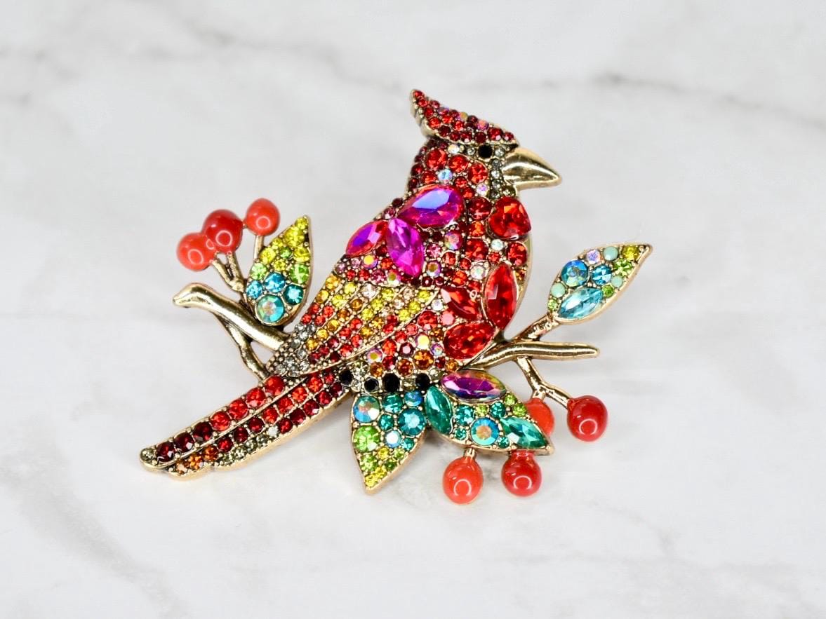 Cardinal Rhinestone Straw Charm - Colorful Bird Tumbler Jewelry