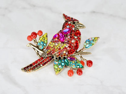 Cardinal Rhinestone Straw Charm - Colorful Bird Tumbler Jewelry
