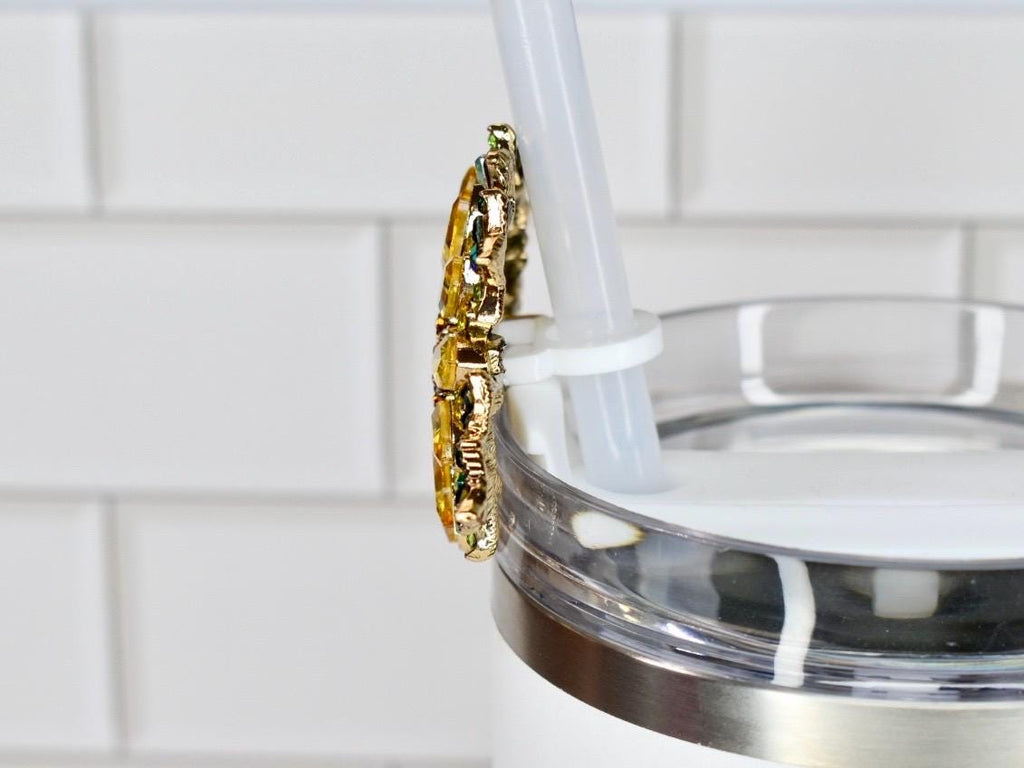 Sunflower Rhinestone Straw Charm