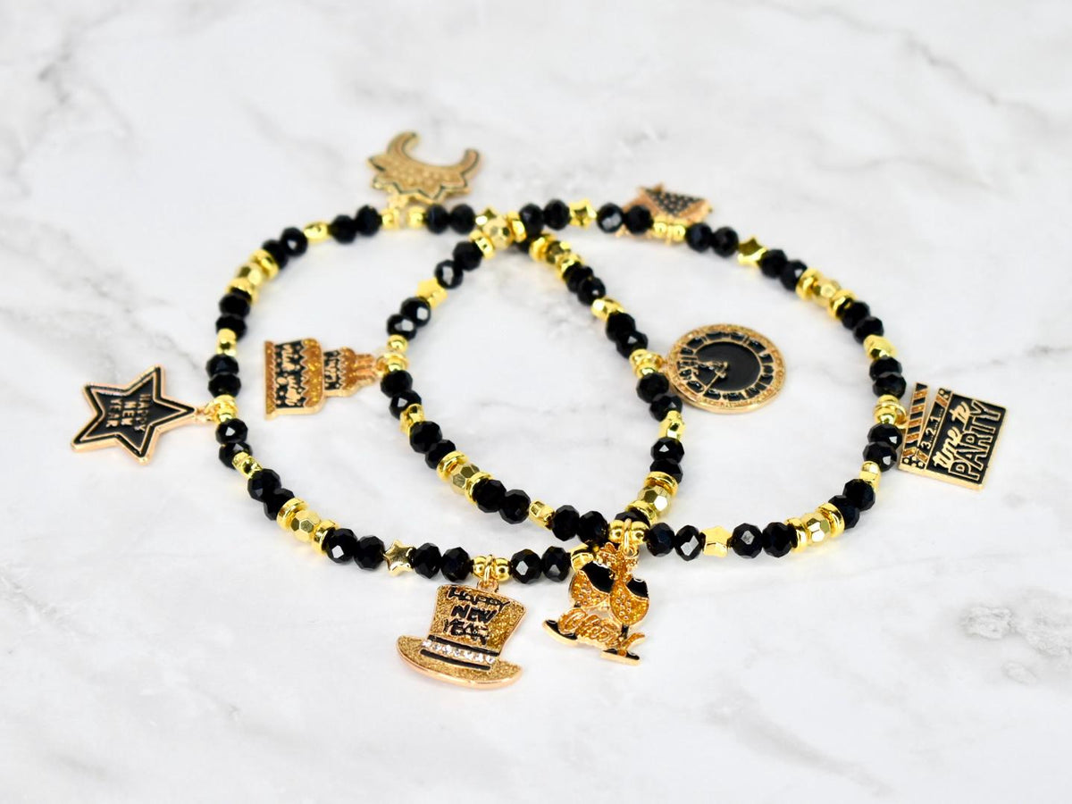 Happy New Year Black Honey Bracelet Collection - 5 Piece Set or Individual Bracelets