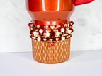 Red Ribbon Charm Bracelet Collection: Red, Gold and Pearl Beaded Bracelets