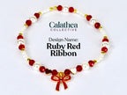 Red Ribbon Charm Bracelet Collection: Red, Gold and Pearl Beaded Bracelets