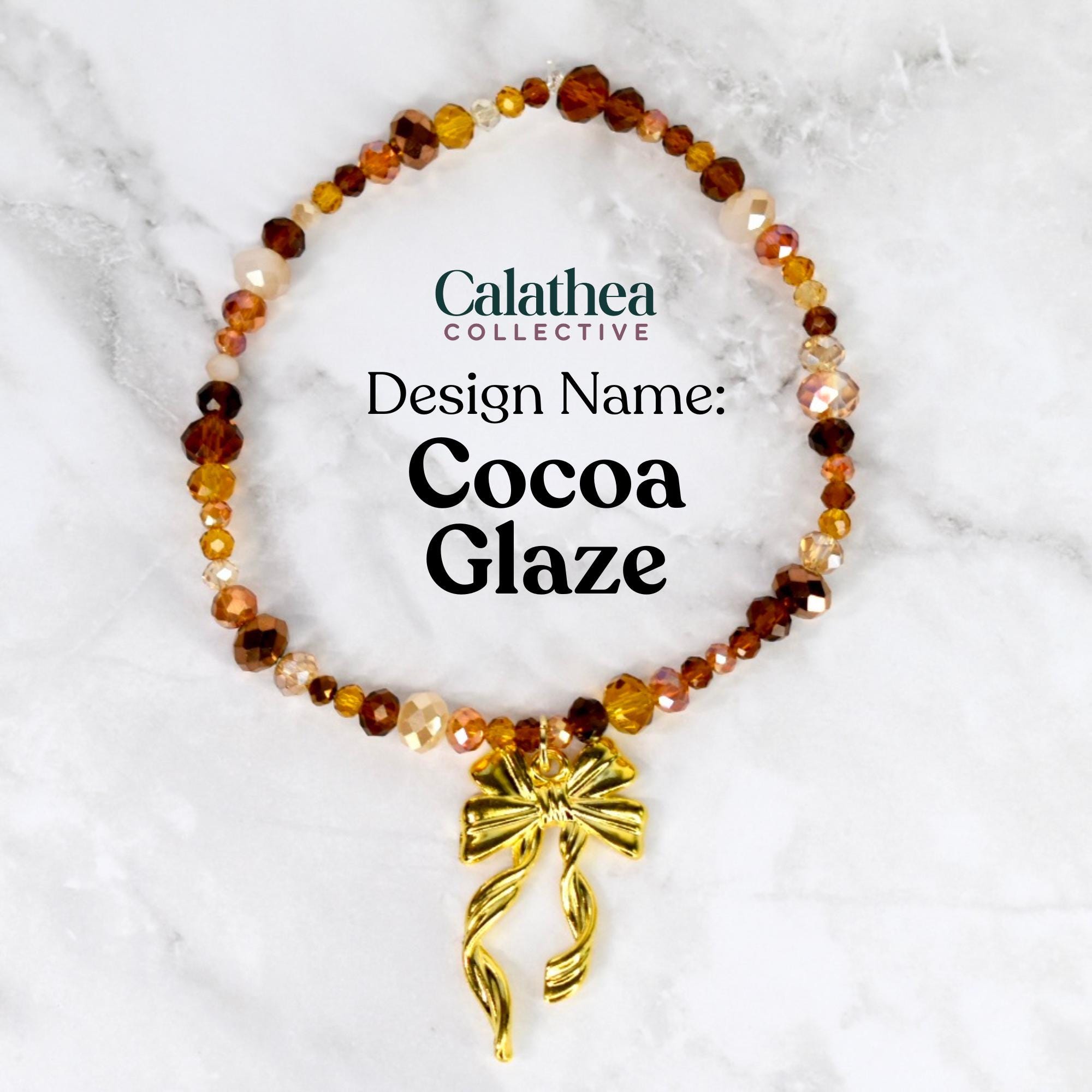 Chocolate Brown and Gold Bracelet Collection - Bow Charm Bracelets
