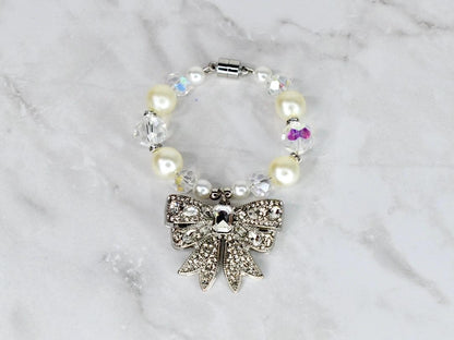 Pearl Elegance Bow Tumbler Handle Charm Bracelet