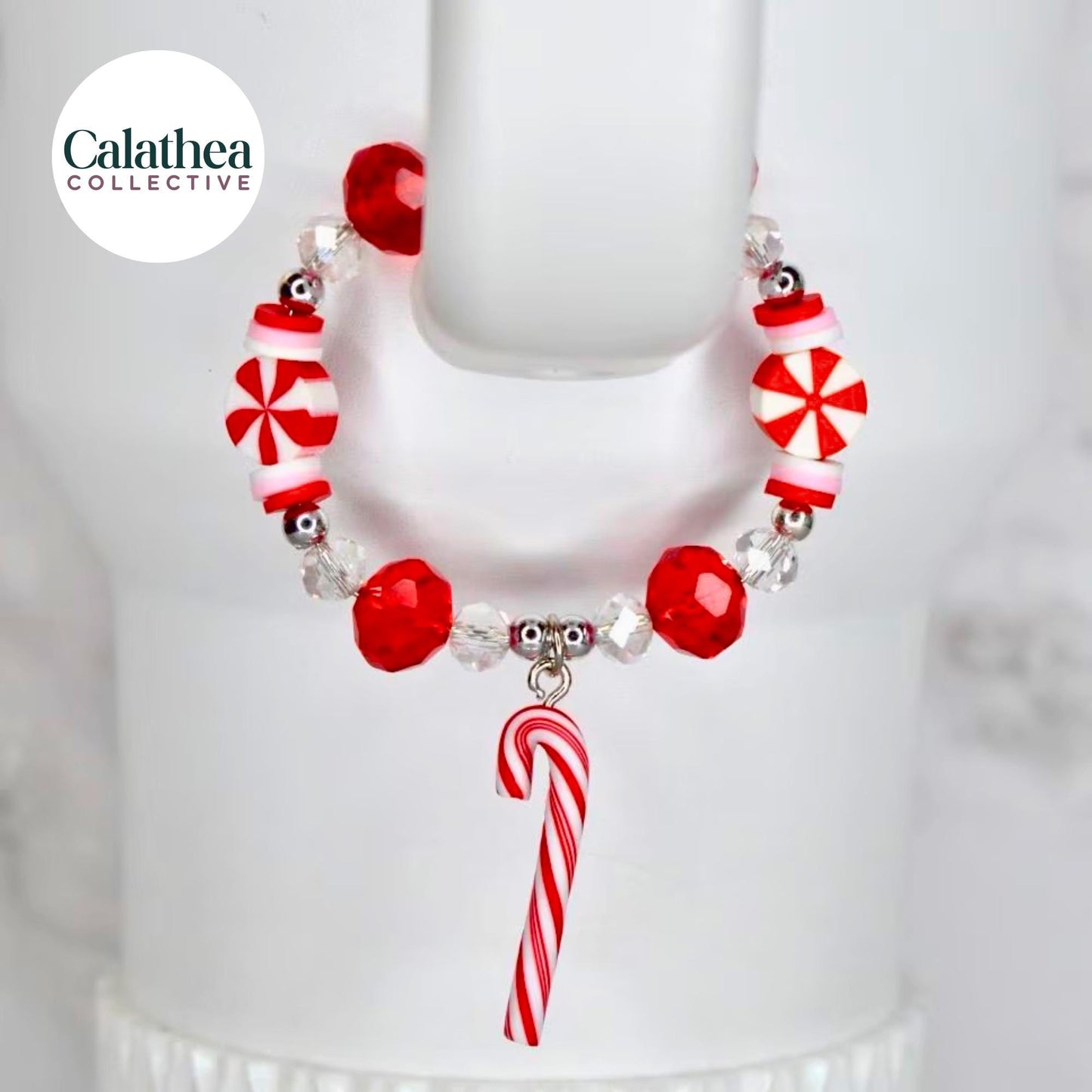 Candy Cane Tumbler Handle Charm Bracelet
