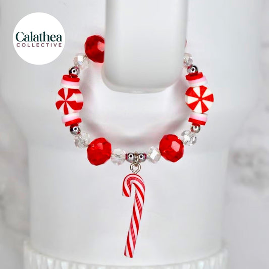 Candy Cane Tumbler Handle Charm Bracelet