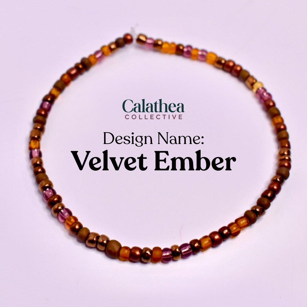 Polished Rose Gold Bracelet Collection: Maroon, Brown, and Cream Beaded Bracelets