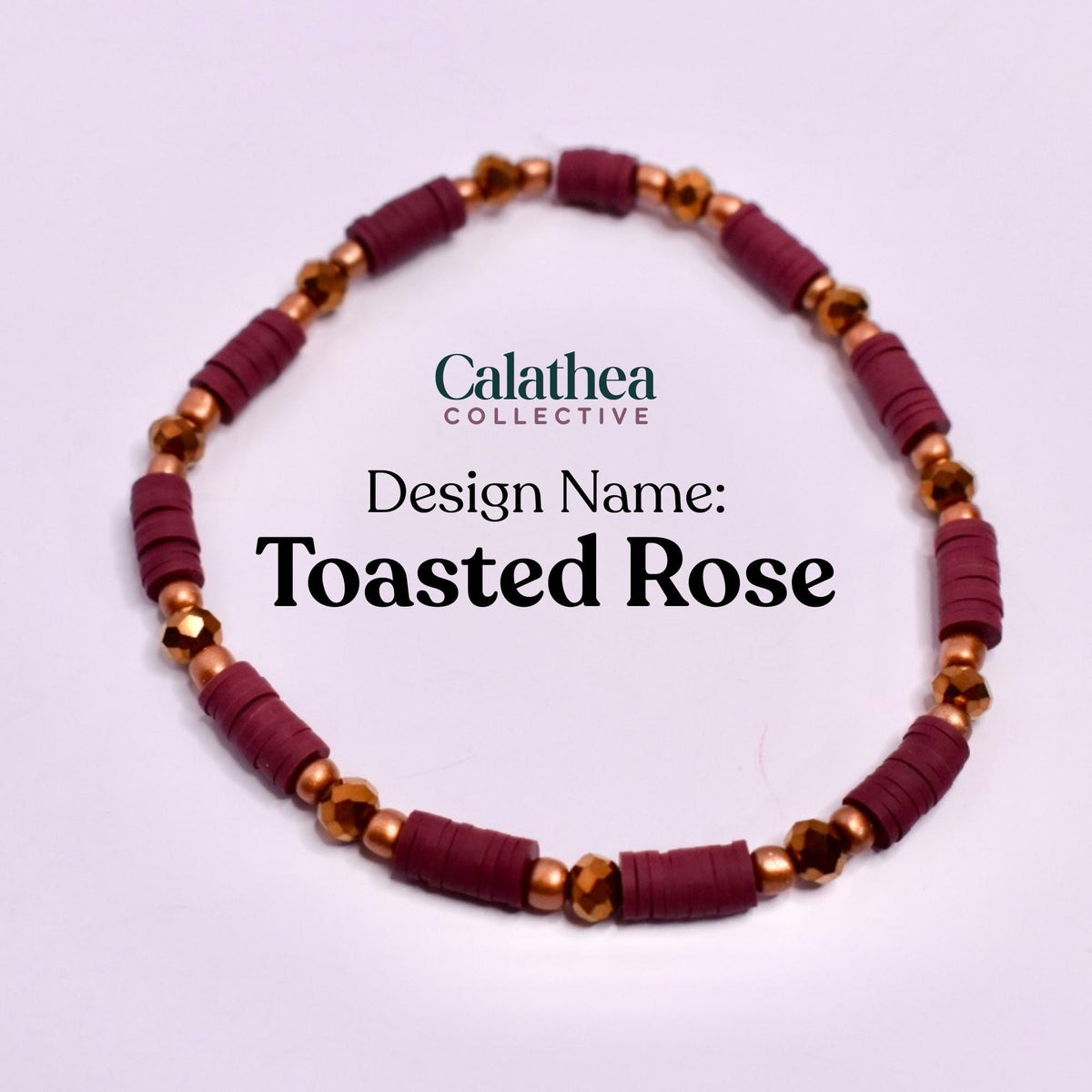 Polished Rose Gold Bracelet Collection: Maroon, Brown, and Cream Beaded Bracelets