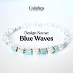 Seafoam Bracelet Collection: Light Blue and Crystal Beaded Bracelets with Silver Accents