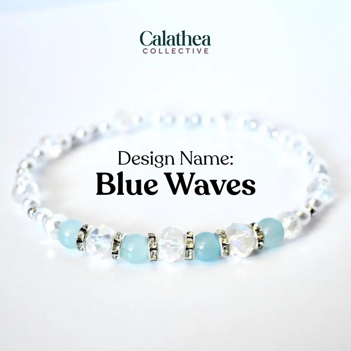 Seafoam Bracelet Collection: Light Blue and Crystal Beaded Bracelets with Silver Accents