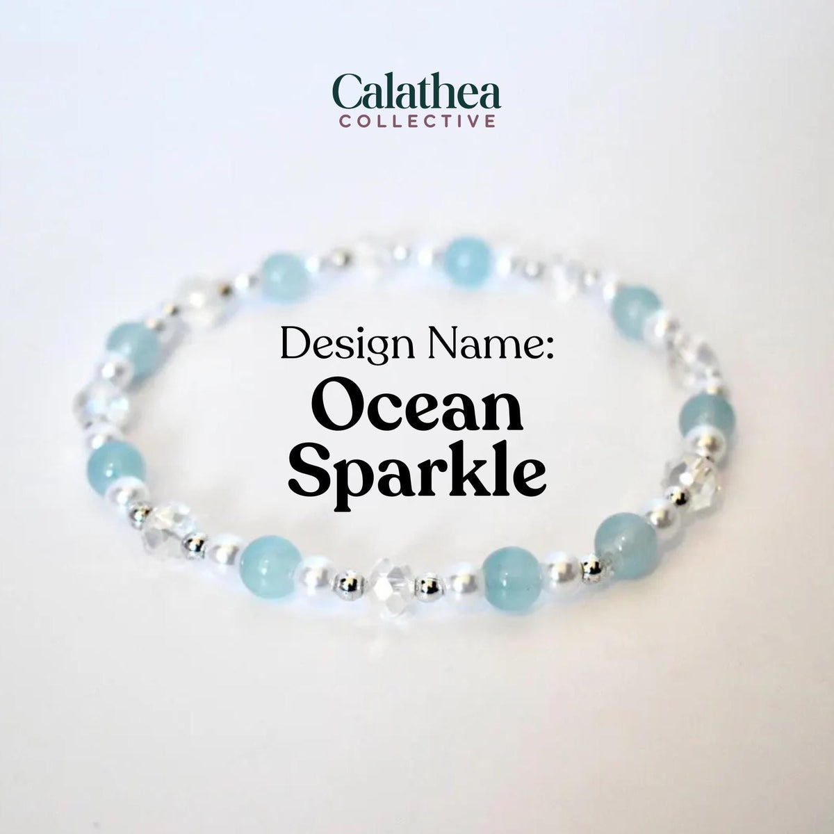 Seafoam Bracelet Collection: Light Blue and Crystal Beaded Bracelets with Silver Accents
