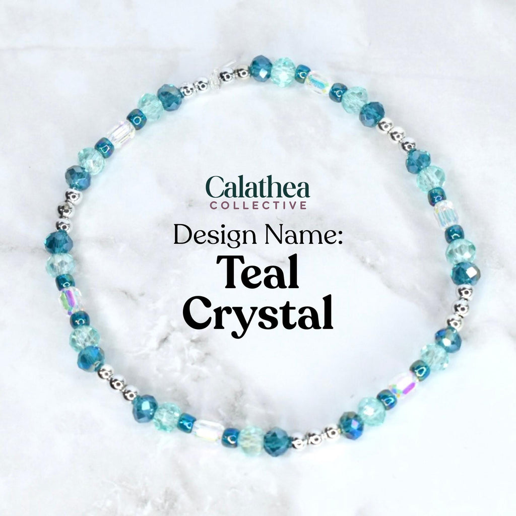 Ponderosa Shimmer Bracelet Collection: Turquoise, Silver and Crystal Beaded Bracelets with Snowflake Accent Beads