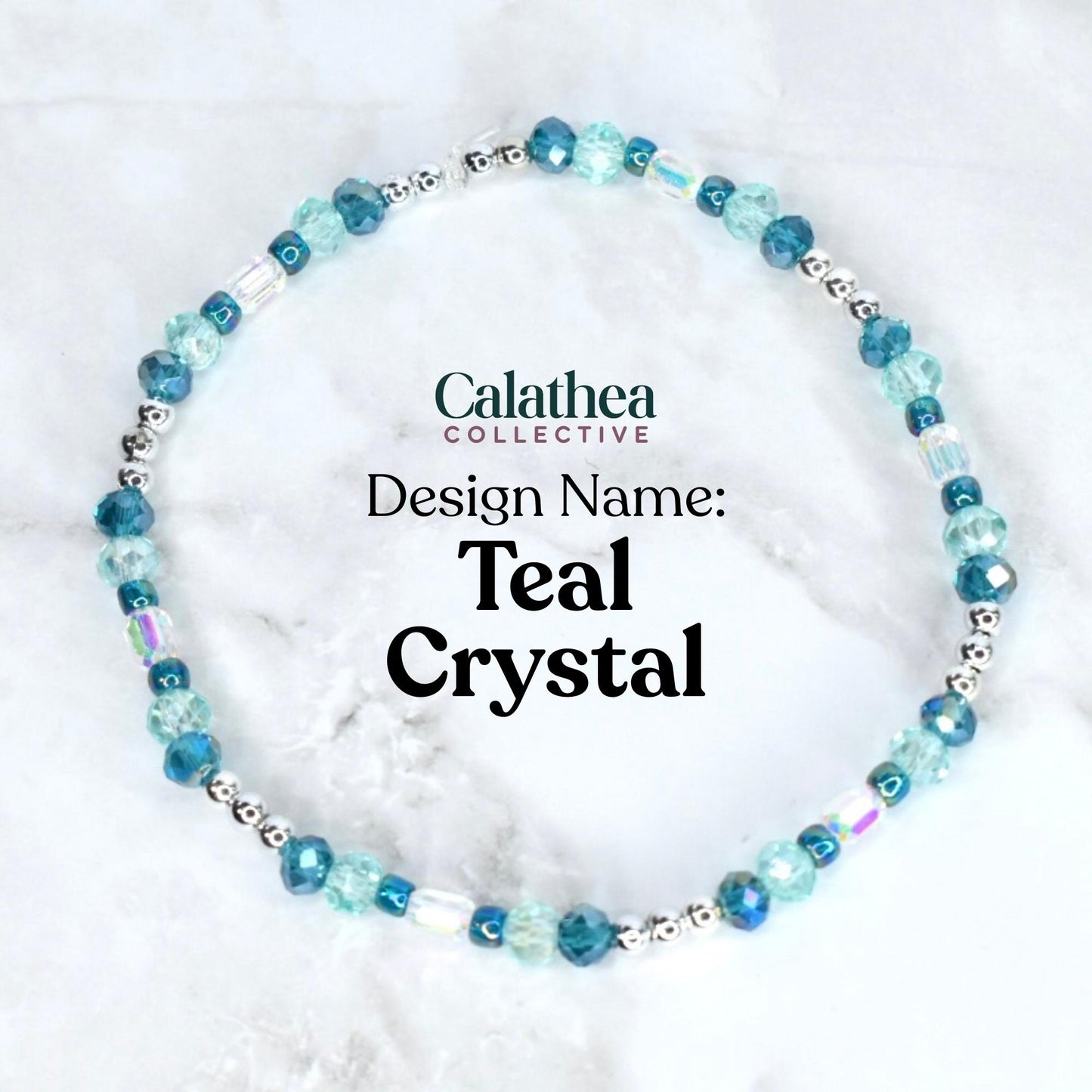 Ponderosa Shimmer Bracelet Collection: Turquoise, Silver and Crystal Beaded Bracelets with Snowflake Accent Beads