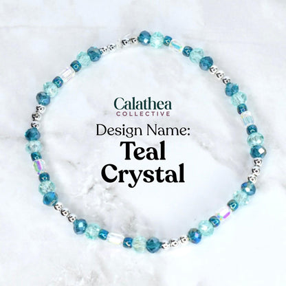 Ponderosa Shimmer Bracelet Collection: Turquoise, Silver and Crystal Beaded Bracelets with Snowflake Accent Beads