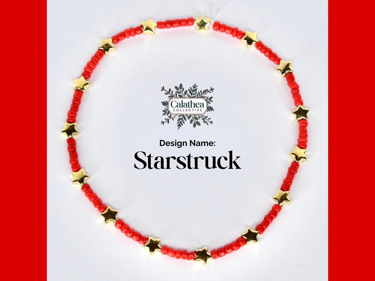 Cherry Charm Bracelet Collection with Red White and Gold Beads