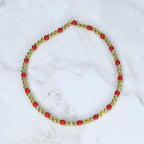 Cherry Charm Bracelet Collection with Red White and Gold Beads
