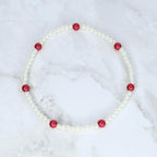Cherry Charm Bracelet Collection with Red White and Gold Beads