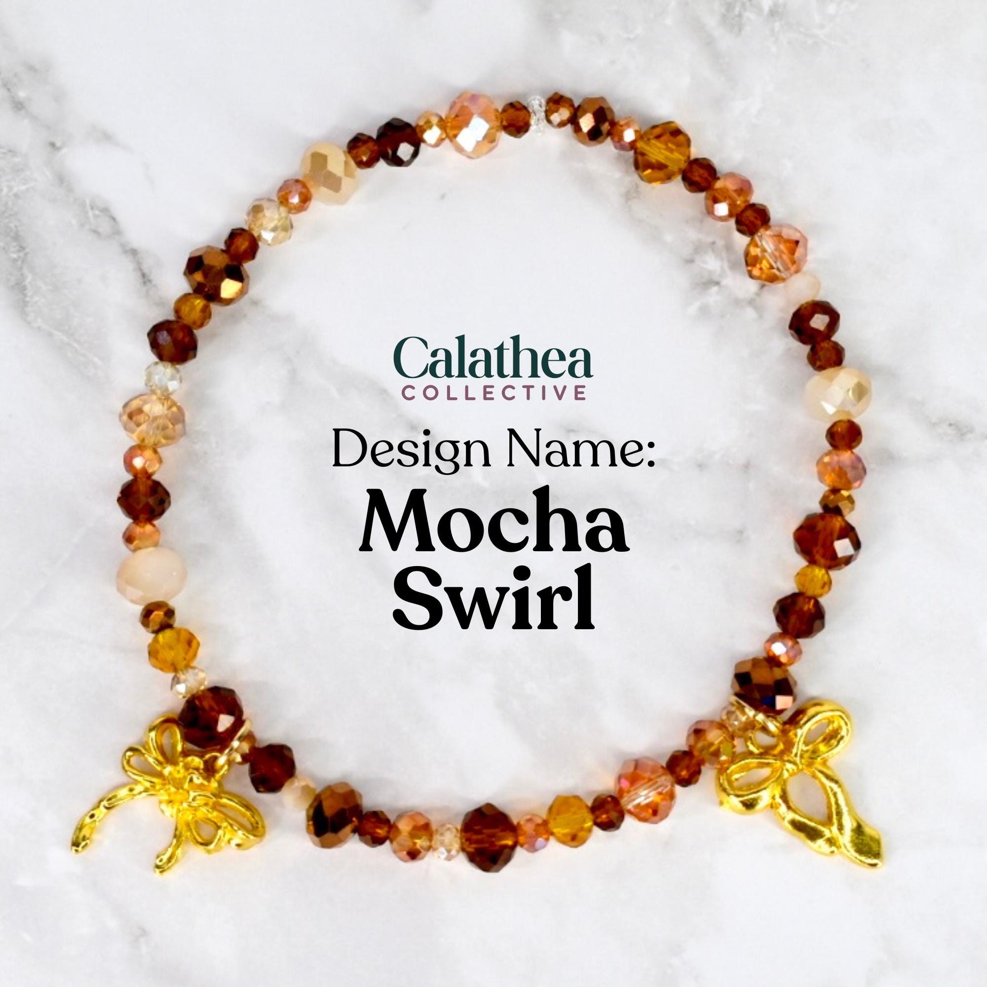 Chocolate Brown and Gold Bracelet Collection - Bow Charm Bracelets