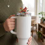 Cardinal Rhinestone Straw Charm - Colorful Bird Tumbler Jewelry
