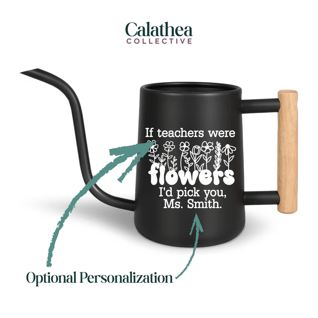 Personalized Watering Can with Flower Design and Customizable Name or Word