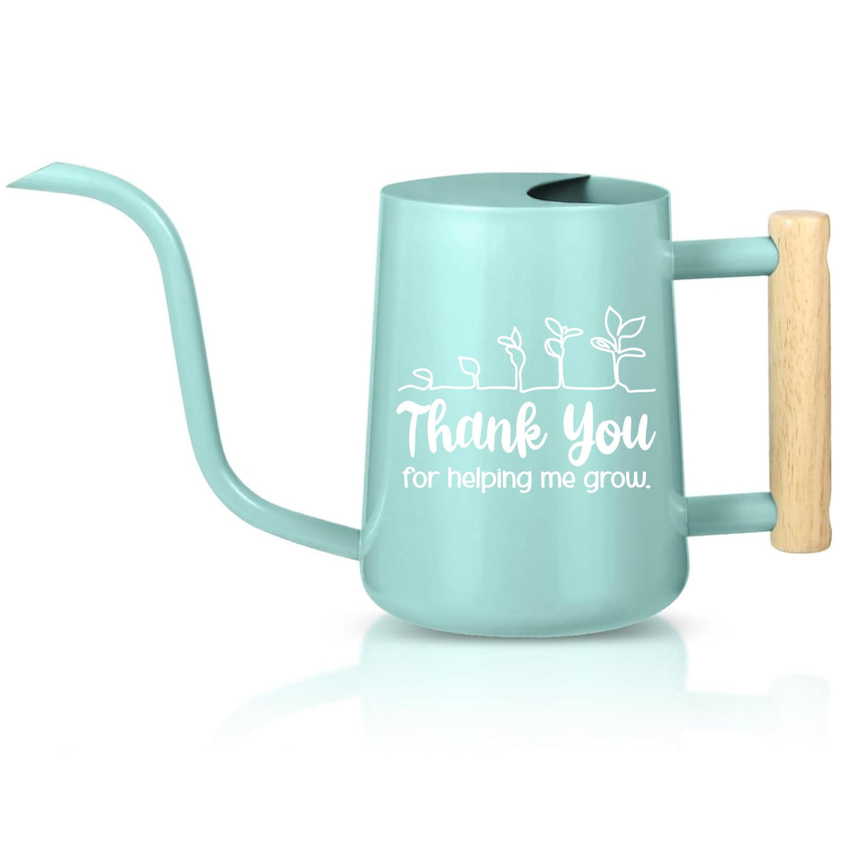 Personalized Metal Watering Can with Wood Handle - Thank You for Helping Me Grow