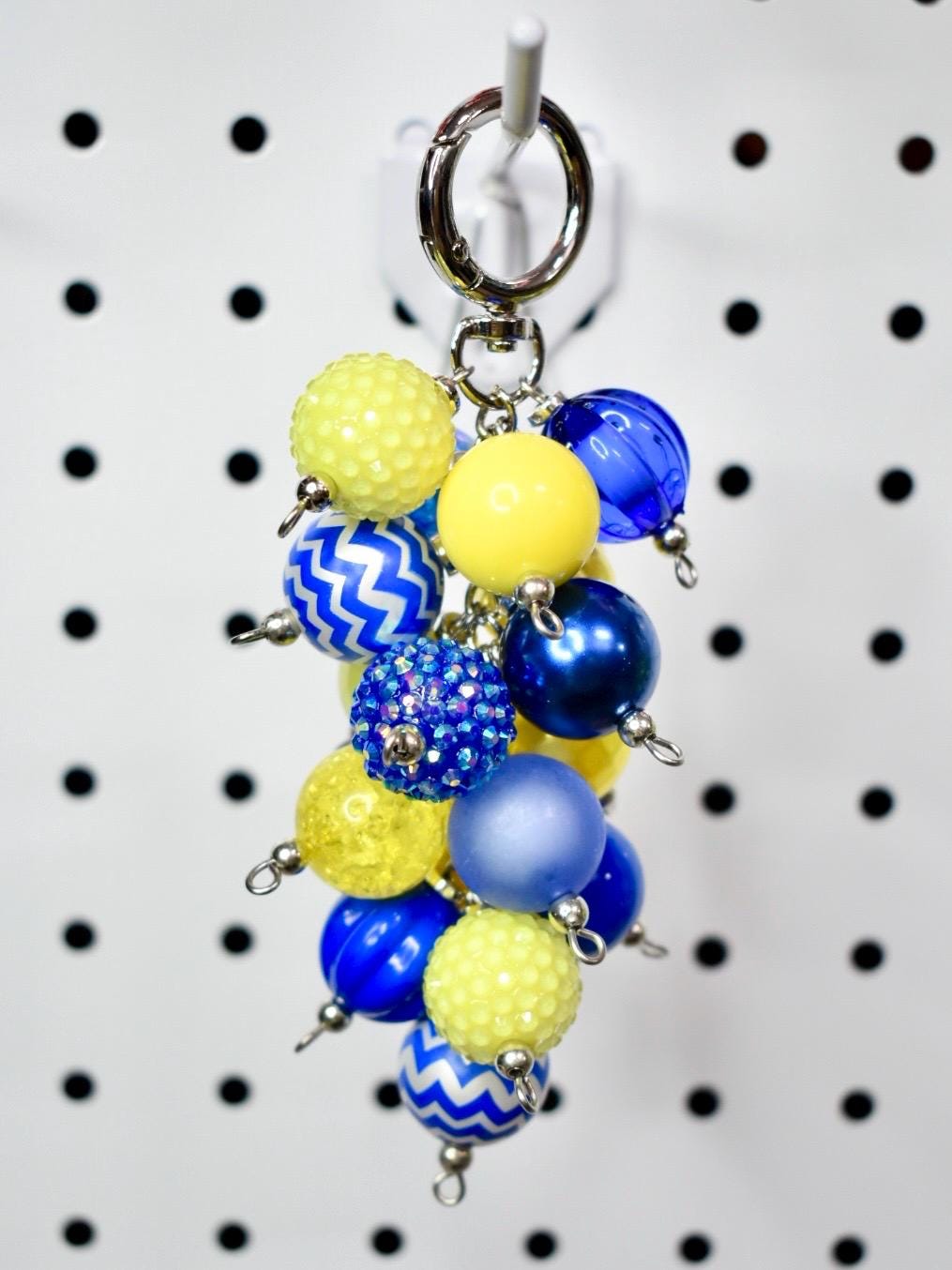 Blue and Yellow Beaded Bag Charm or Tumbler Straw Charm