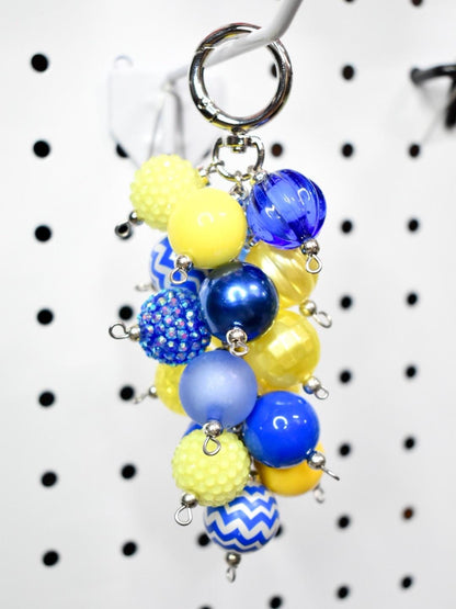 Blue and Yellow Beaded Bag Charm or Tumbler Straw Charm
