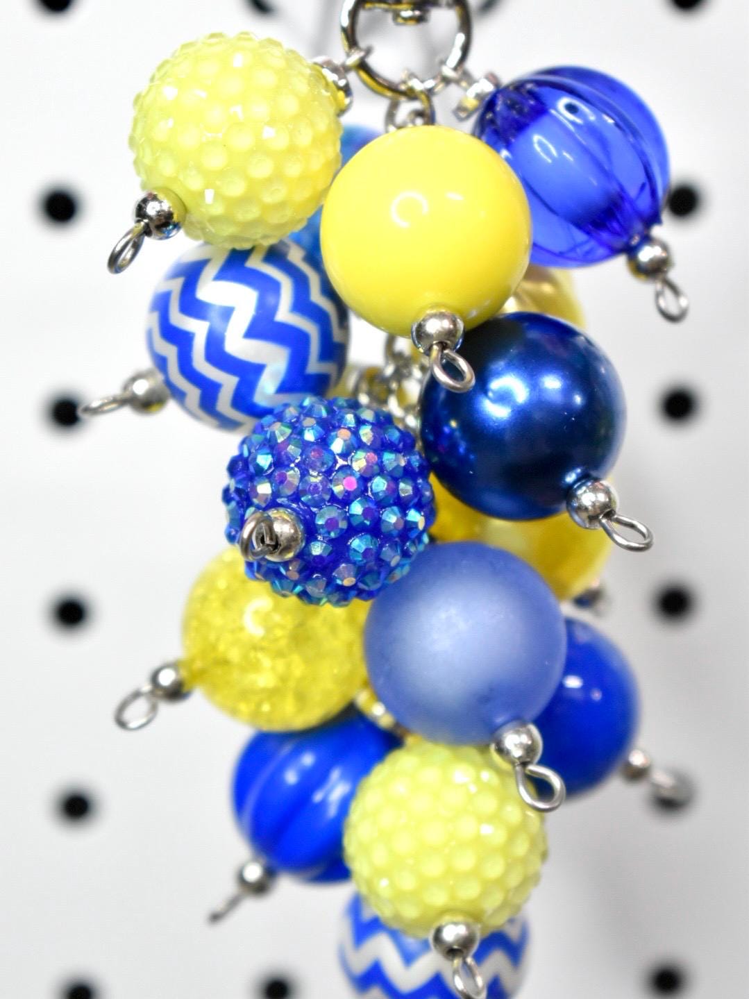 Blue and Yellow Beaded Bag Charm or Tumbler Straw Charm
