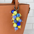 Blue and Yellow Beaded Bag Charm or Tumbler Straw Charm