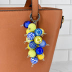 Blue and Yellow Beaded Bag Charm or Tumbler Straw Charm