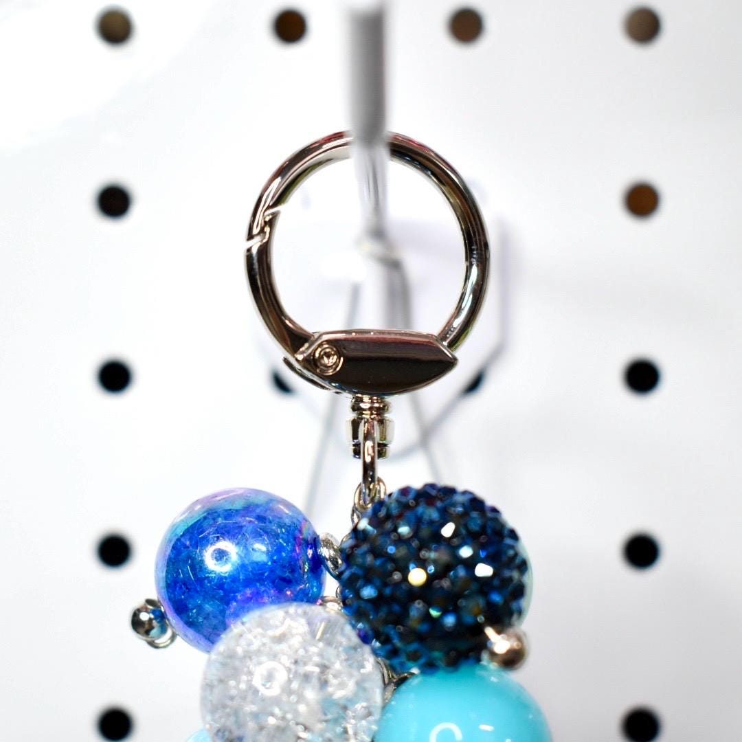 Blue Beaded Bag Charm or Tumbler Straw Charm