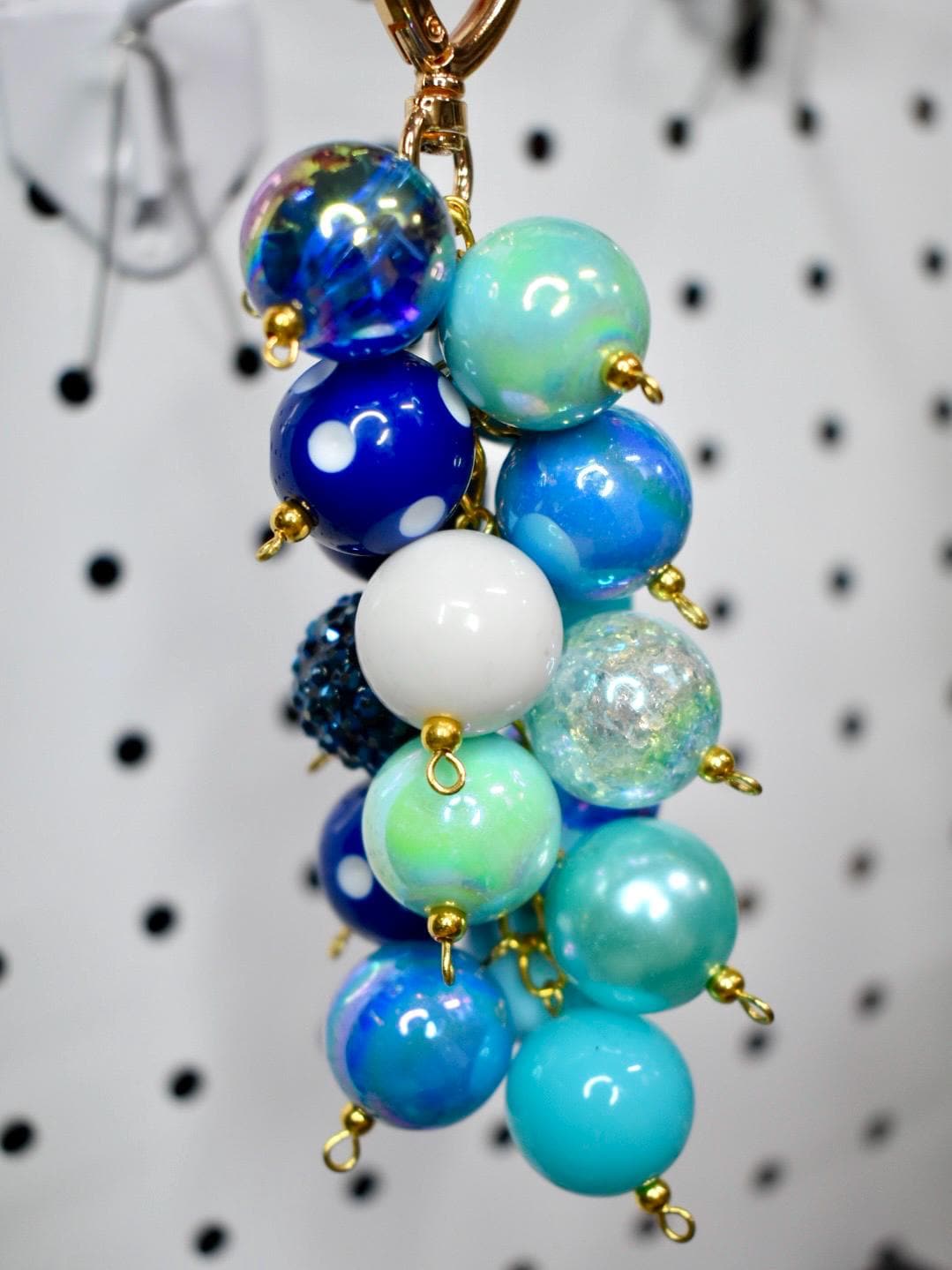 Blue Beaded Bag Charm or Tumbler Straw Charm