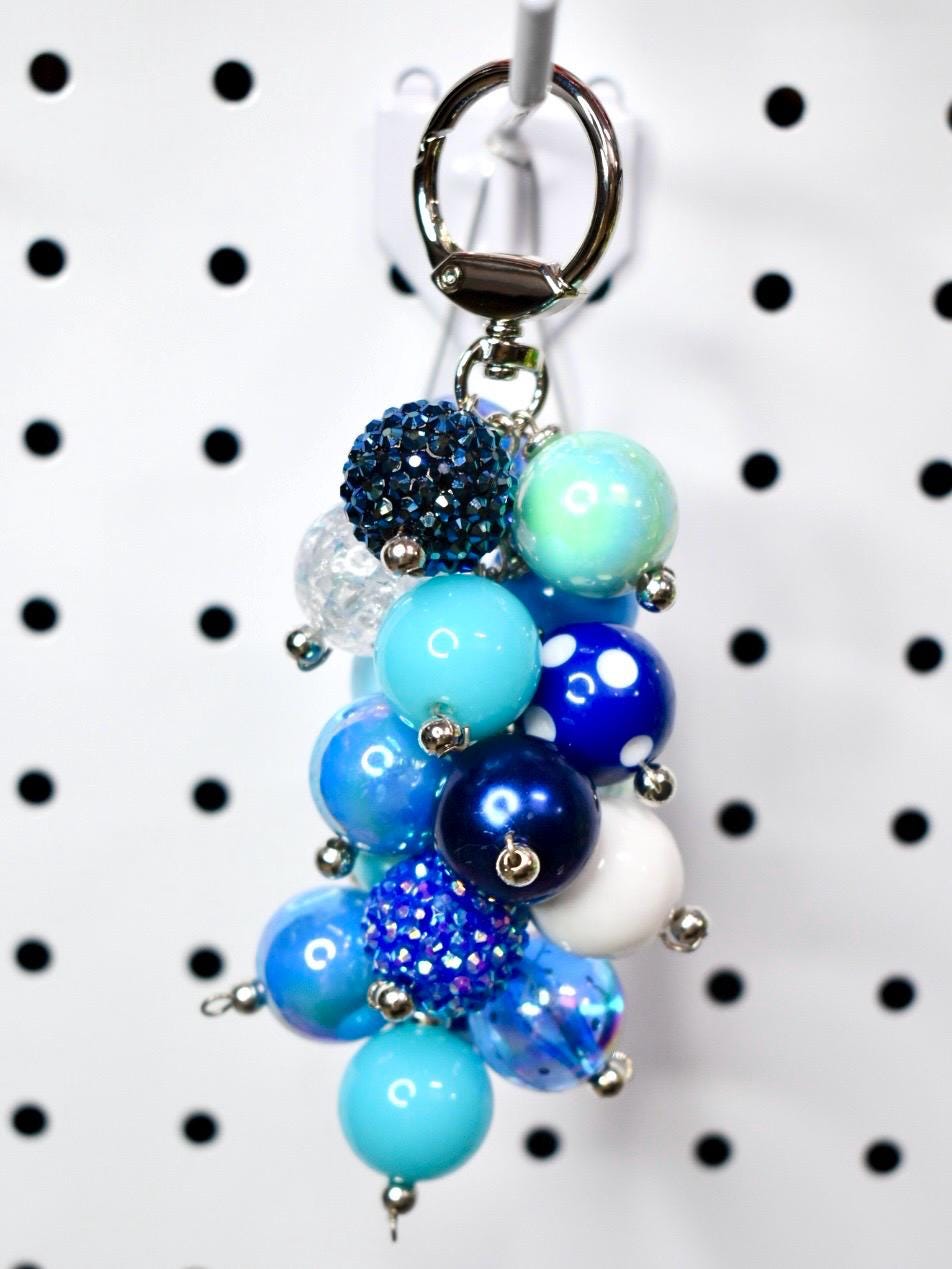 Blue Beaded Bag Charm or Tumbler Straw Charm