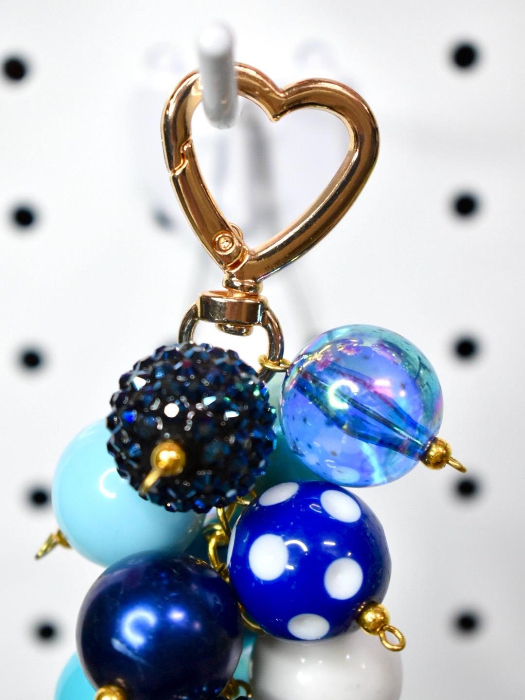 Blue Beaded Bag Charm or Tumbler Straw Charm