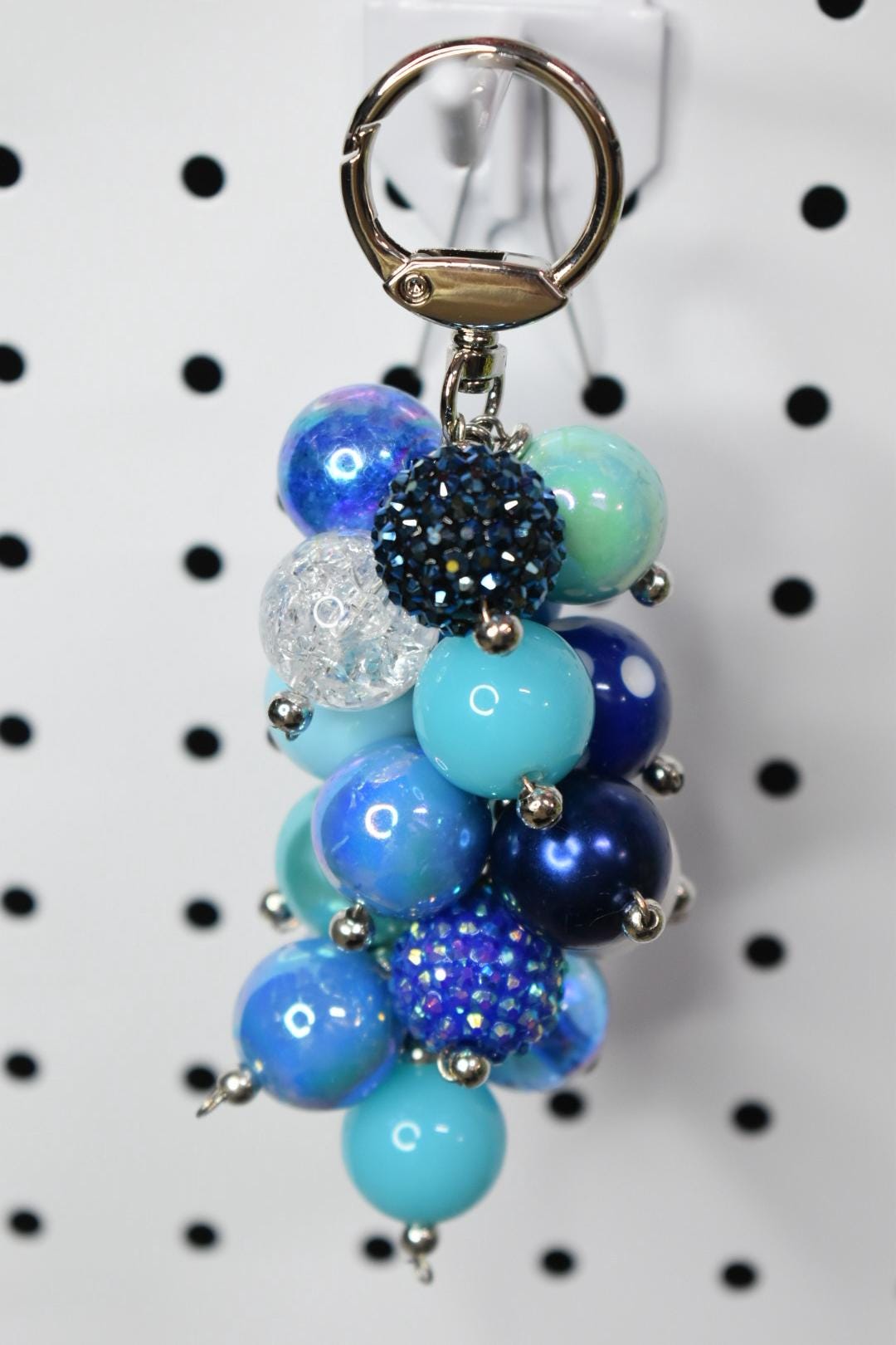 Blue Beaded Bag Charm or Tumbler Straw Charm