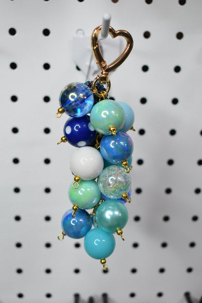 Blue Beaded Bag Charm or Tumbler Straw Charm
