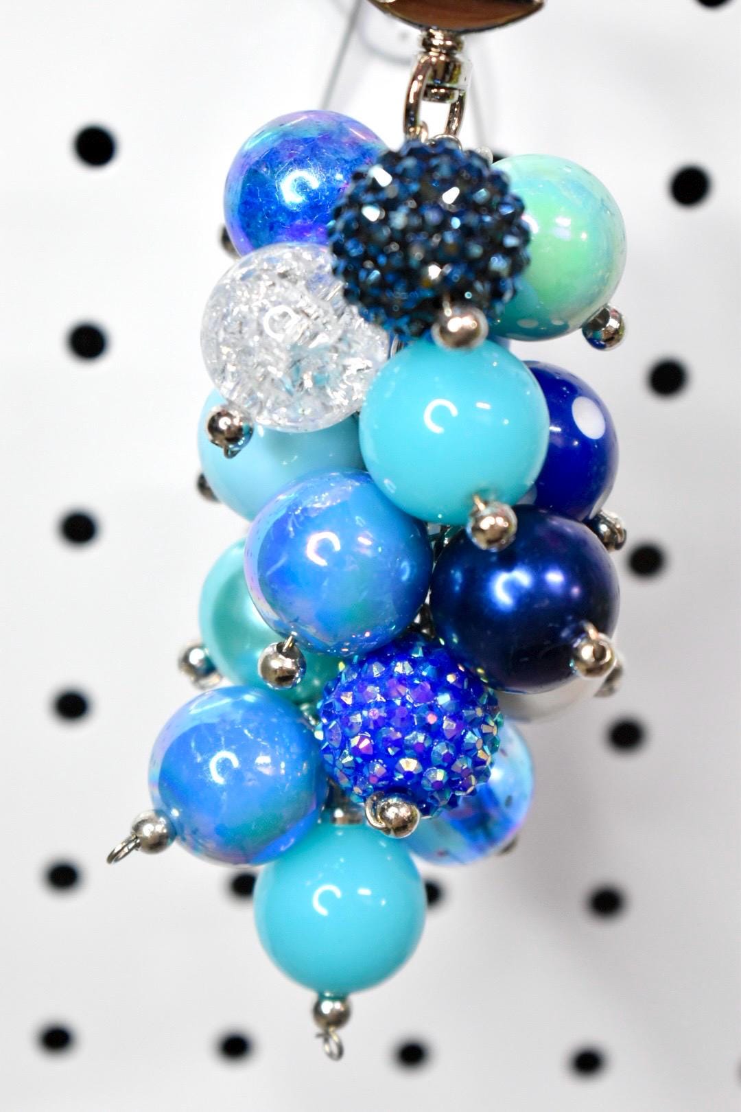 Blue Beaded Bag Charm or Tumbler Straw Charm