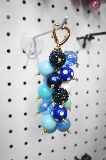 Blue Beaded Bag Charm or Tumbler Straw Charm