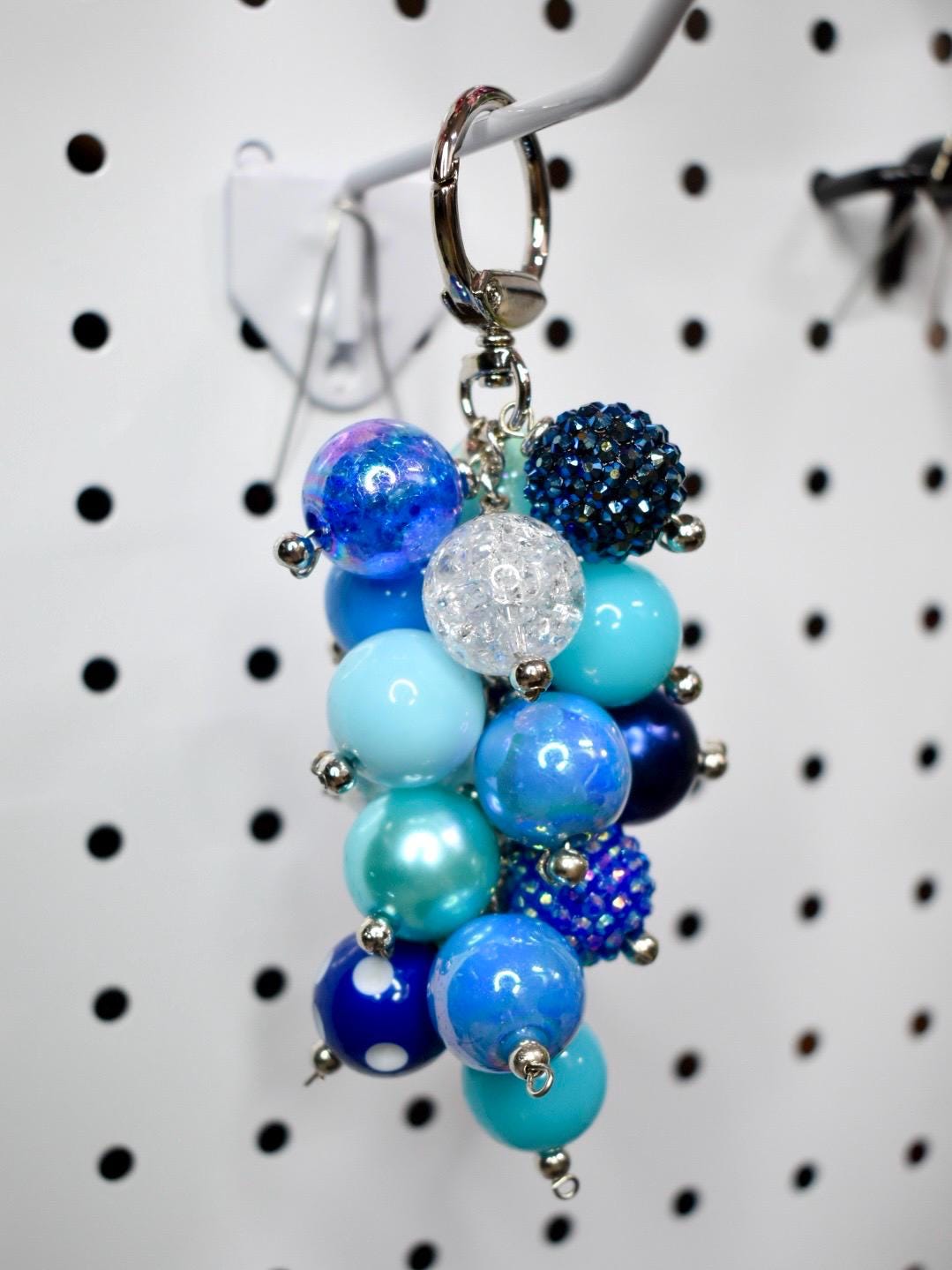 Blue Beaded Bag Charm or Tumbler Straw Charm