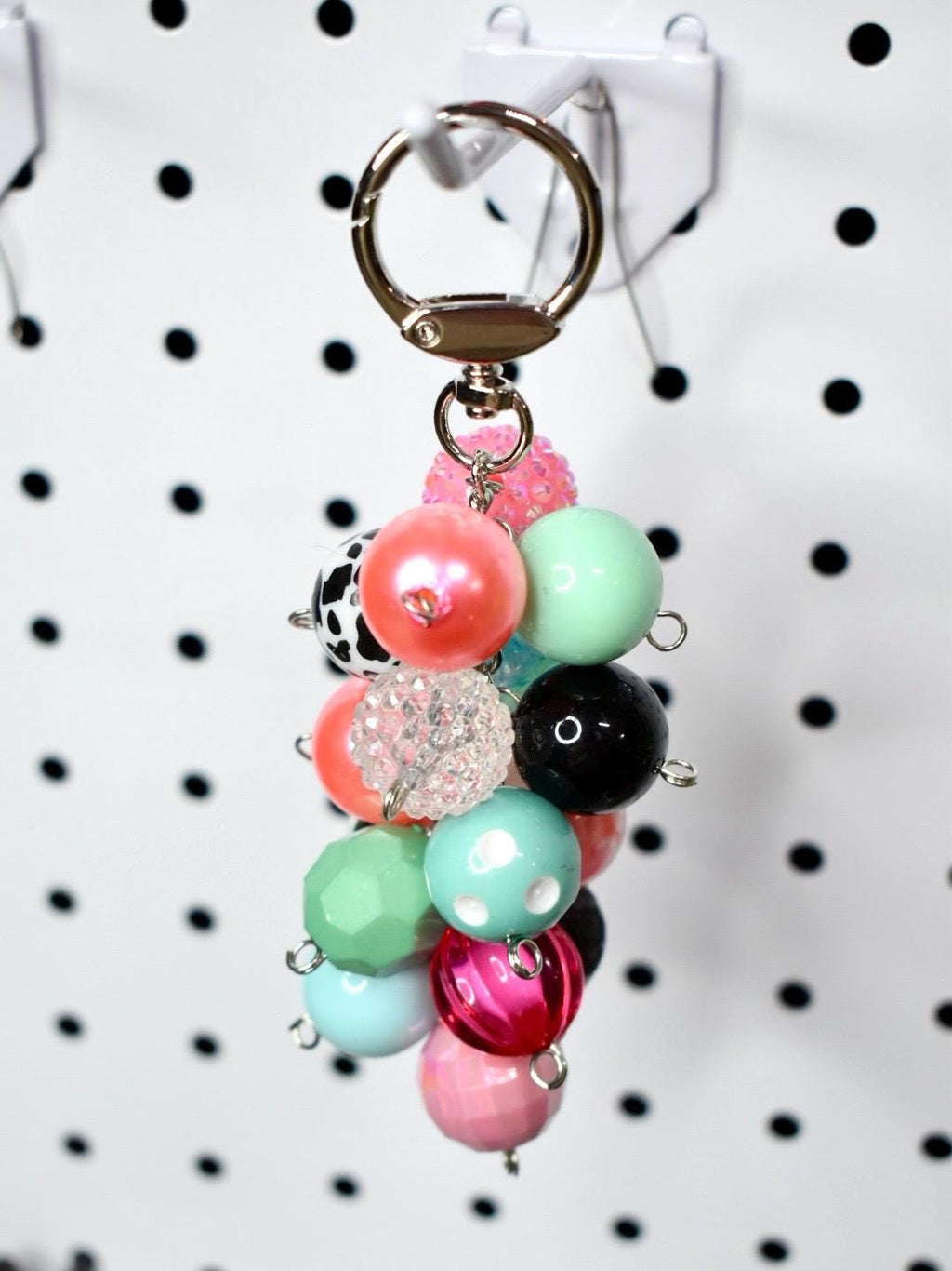 Pink and Blue Beaded Bag Charm or Tumbler Straw Charm