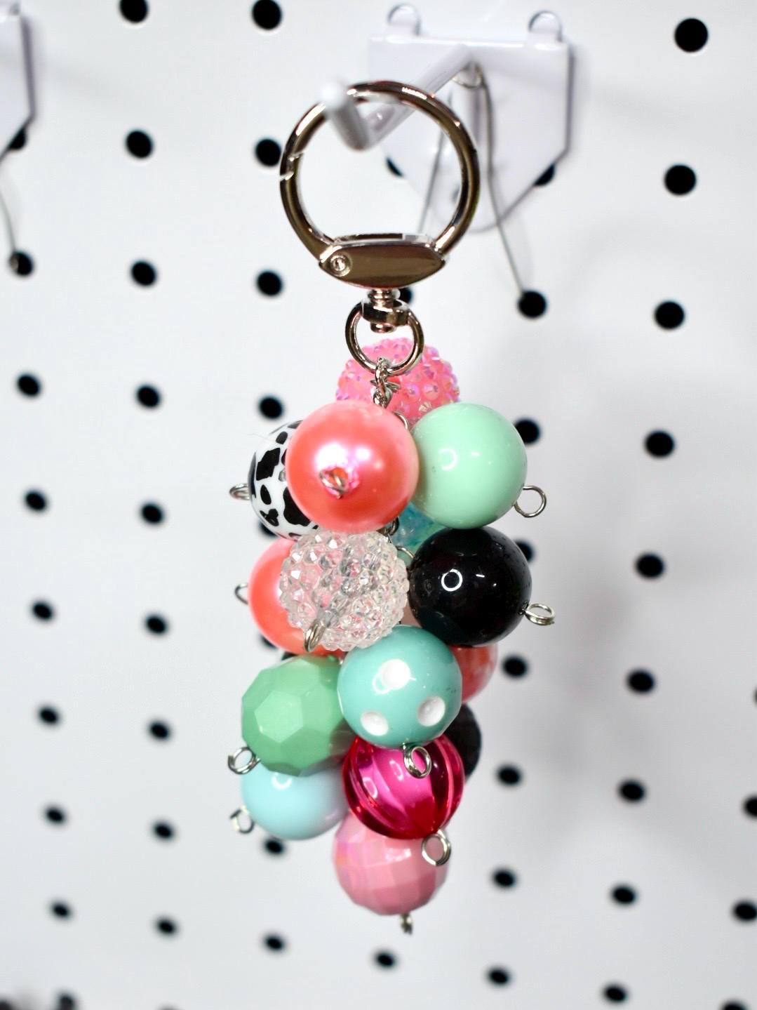 Pink and Blue Beaded Bag Charm or Tumbler Straw Charm