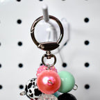 Pink and Blue Beaded Bag Charm or Tumbler Straw Charm