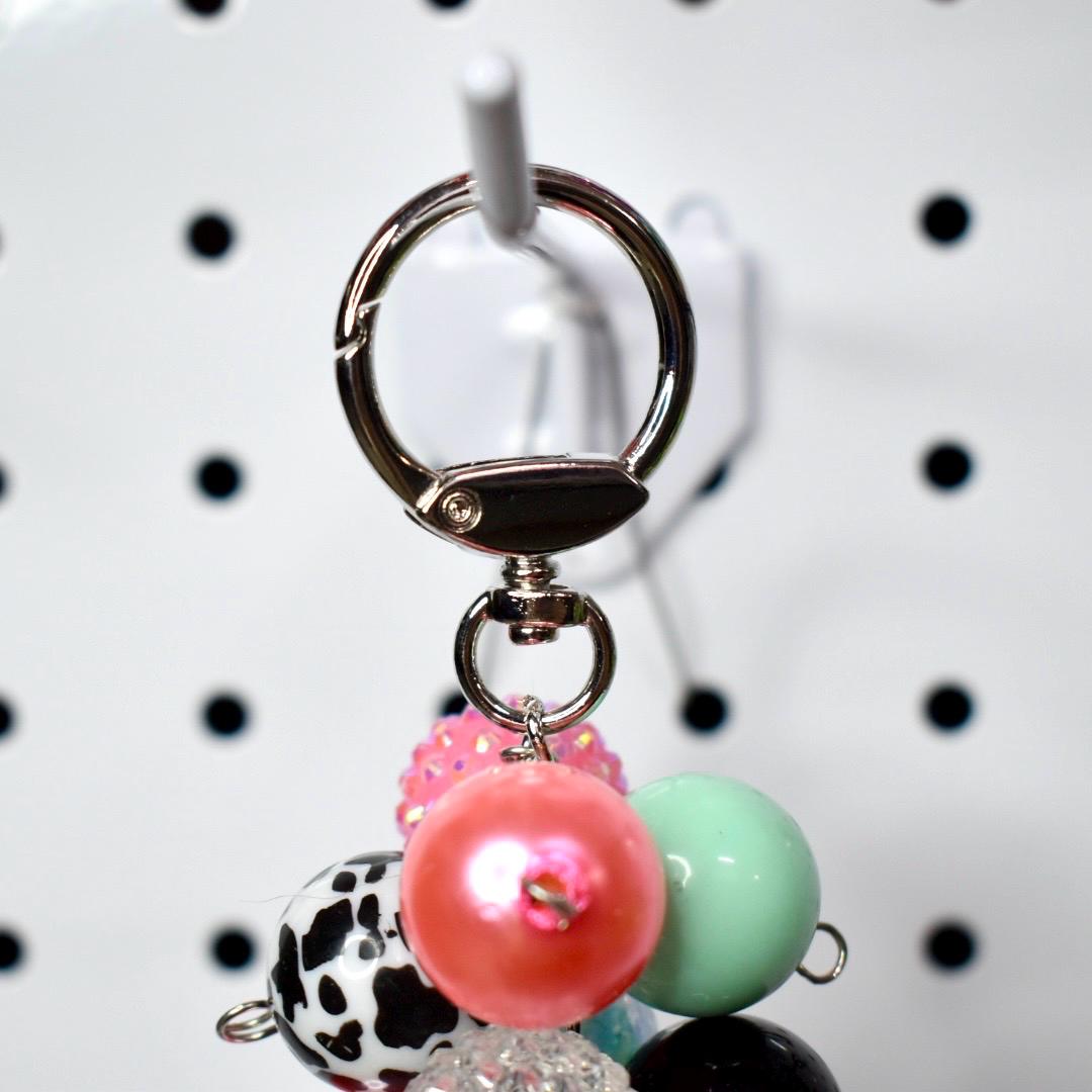 Pink and Blue Beaded Bag Charm or Tumbler Straw Charm